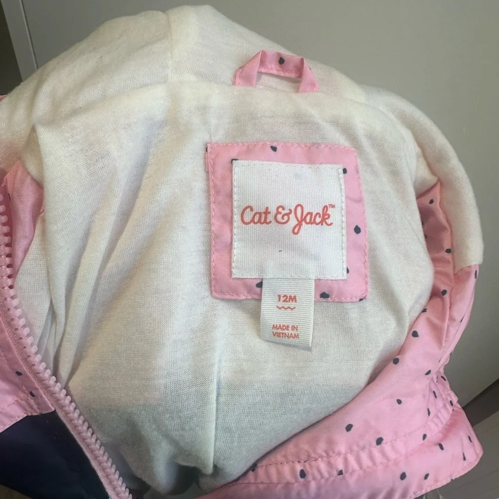 Cat & Jack Pink, Navy & Teal Colorblock Rain Jacket